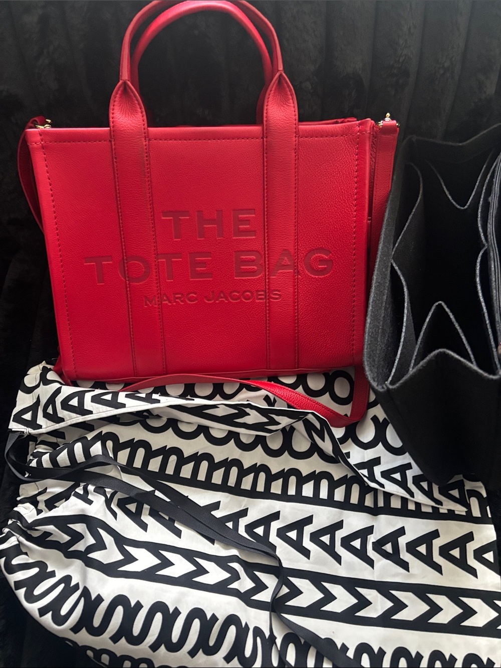 NEW!! Marc Jacobs Red “The Tote Bag” Leather Tote with Dust Bag and Insert!!